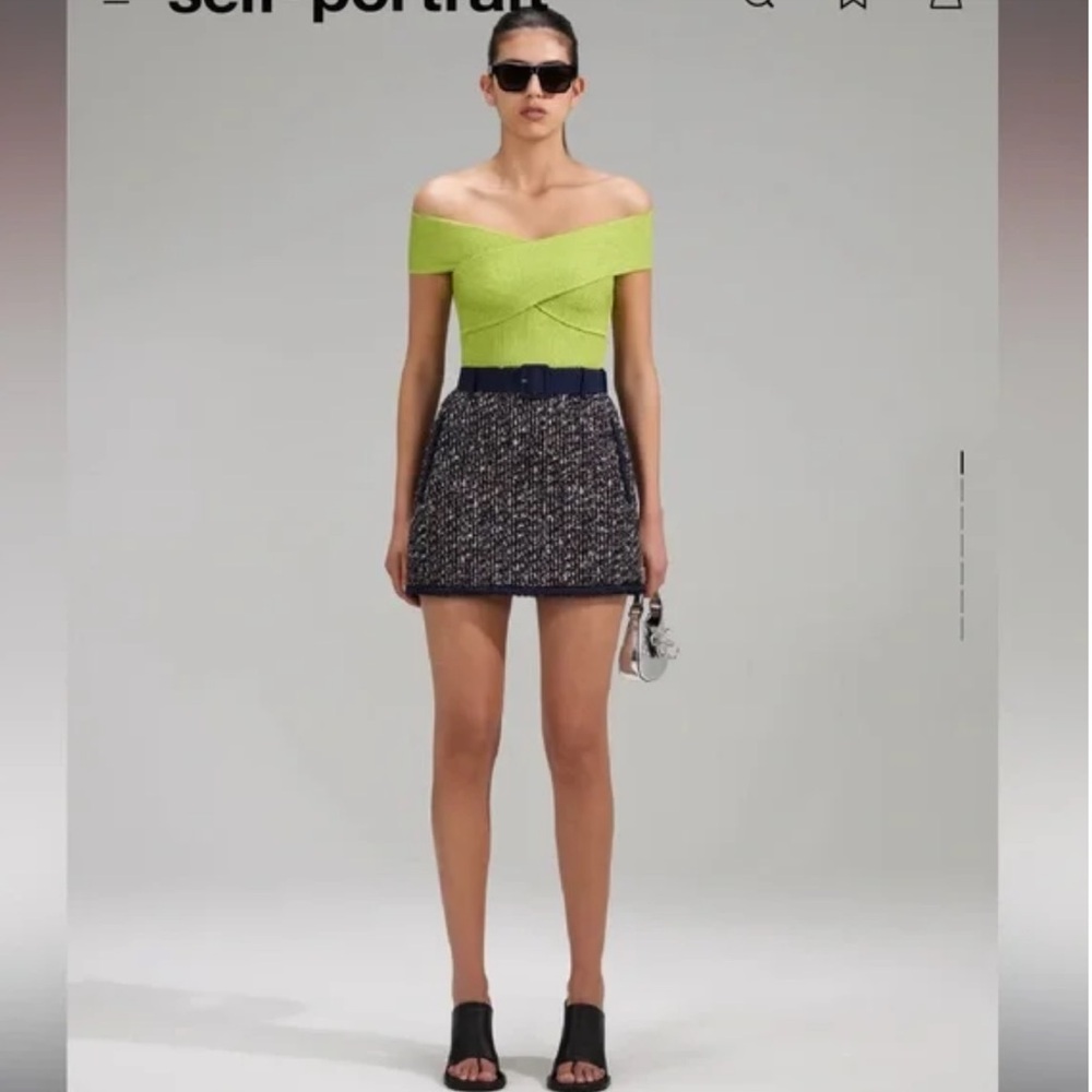 Self Portrait Lurex Knit Off the‎ Shoulder Top